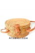 Wide round ata bag flower pattern with leather clip